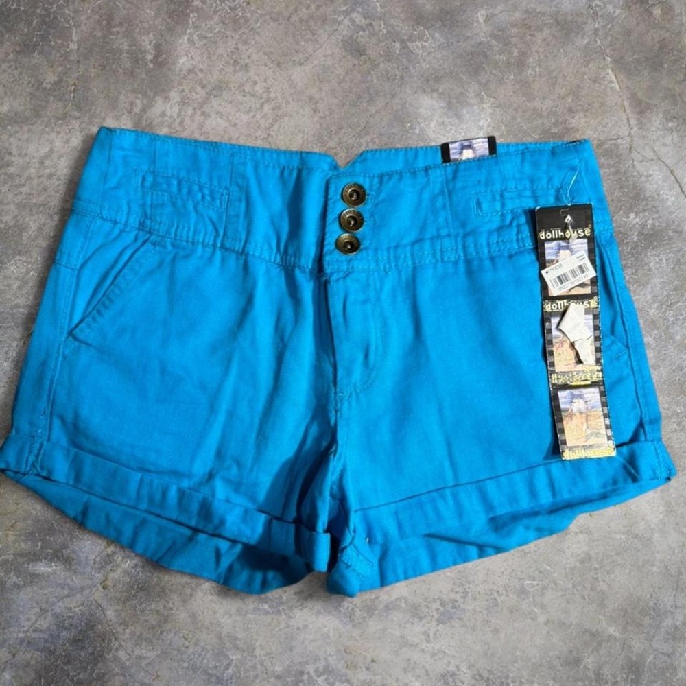 Bright Blue Cuffed Low Rise Shorts NWT Size 1 Y2K Summer